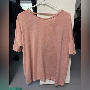 Pink lily open back t shirt